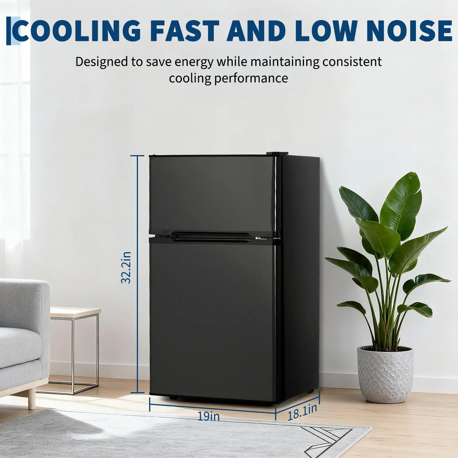 ثلاجة صغيرة 1.6/3.1 قدم مكعب مع فريزر باب واحد/مزدوج ترموستات قابل للتعديل ثلاجة مدمجة لمكتب الشقة المنزلية