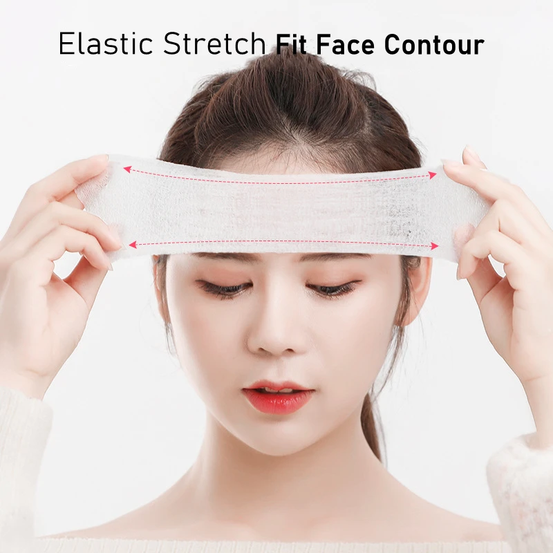 200pcs Disposable Cosmetic Cotton Mask Mummy Gauze for Face Makeup Cotton Pads Stretchable Elasticity Wet Compress Wipe Cleaning