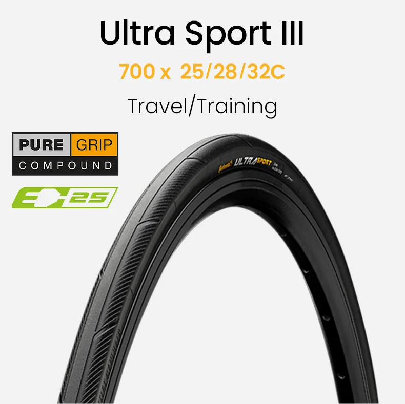 Continental Ultra Sport III Fahrradreifen 700 X 25C 28C 32C ULTRASport Nicht Faltbarer Fahrradreifen Drahtreifen 180 TPI – Detail 8