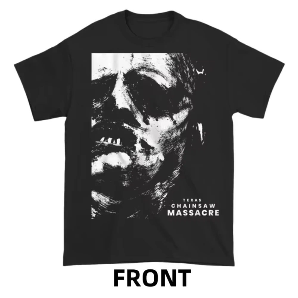 Camiseta con estampado gráfico de Texas Chainsaw Massacre, cuello redondo, corte holgado, Camiseta unisex de algodón a la moda, top de calle