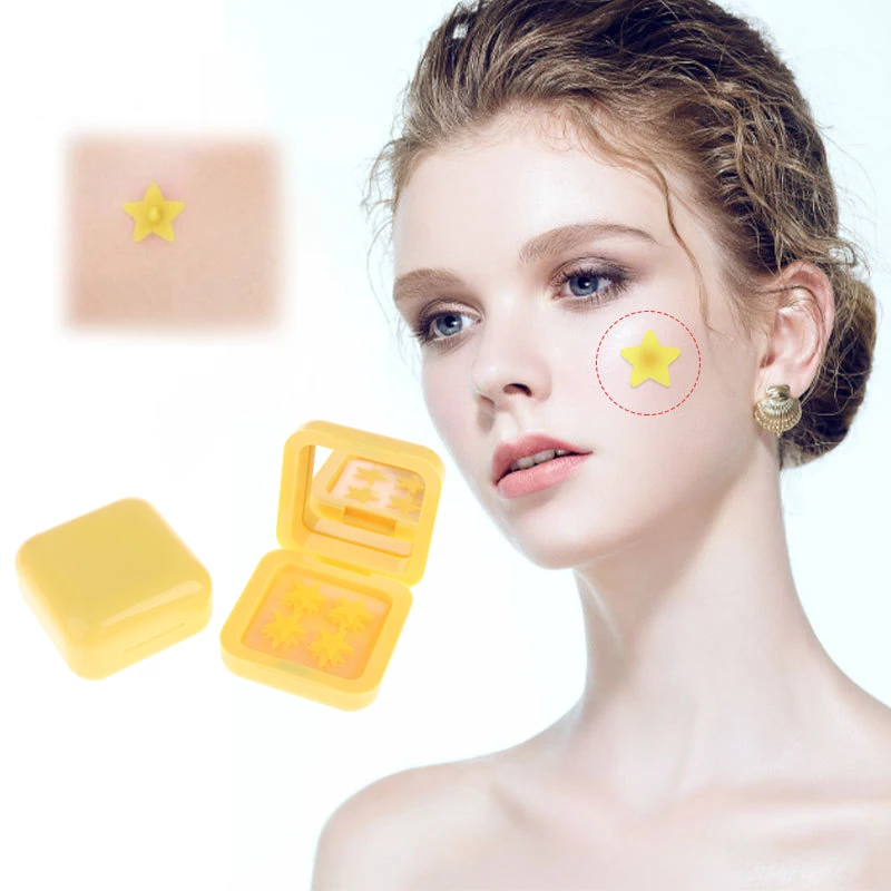 32Pcs Yellow Star Acne Pimple Patch Stickers With Mirror Box Waterproof Blemish Spot Cover Pimple Concealer Remover Skin Care