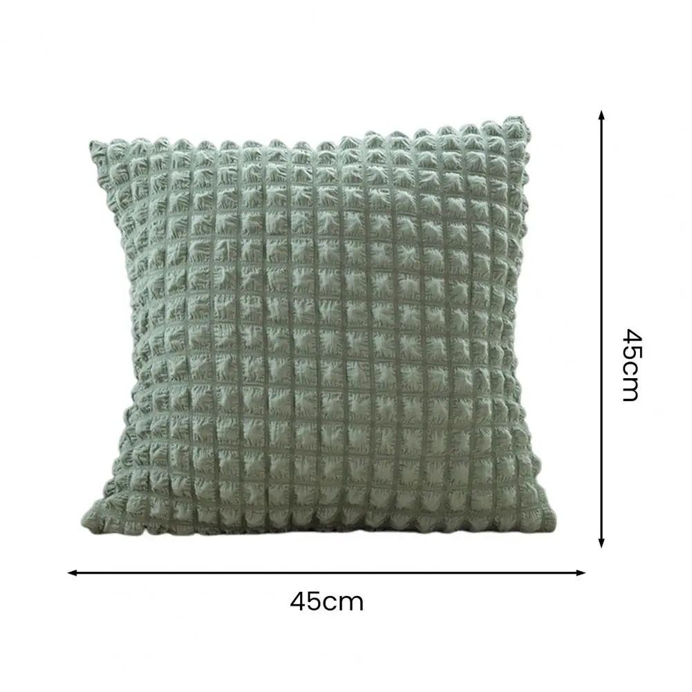 Stain-resistant Pillow Case 45x45cm Square Pillow Case Elegant Puff Cushion Cover Modern Solid Color Zippered Polyester Sofa