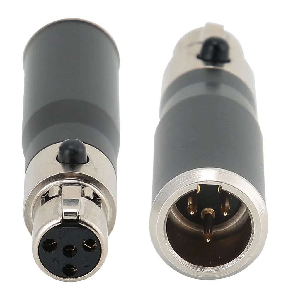 2PCS Easy to Use Zinc Alloy Casing Mini XLR 3pin Male Connector to Mini XLR 4pin Female Microphone Adapter Microphone Connection