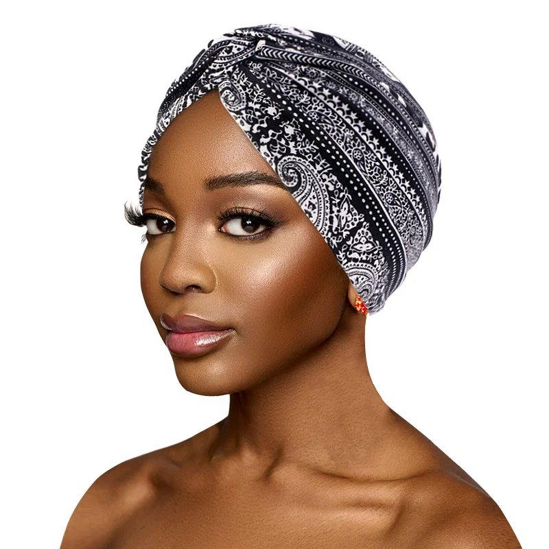 New Women flower Cotton Knotted Turban Hat Cross Twist Cap Scarf Cancer Chemo Beanies Cap Head Wrap Headwear Hair Accessories