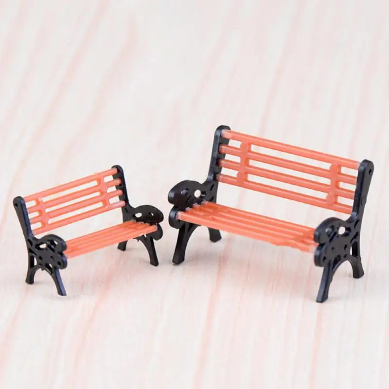 1Pcs Model Park Bench Mini Garden Ornament Miniature Park Bench Craft Landscape Figurines Bench Model Garden Decoration