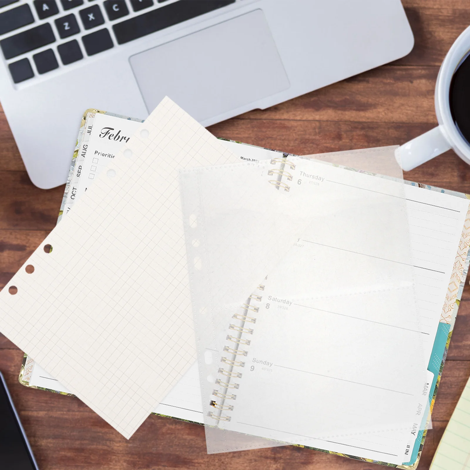 

80 Sheets A5 Binder Inserts 7-Hole Loose Leaf Refill Clear Plastic Sleeves Transparent Album Pages for School