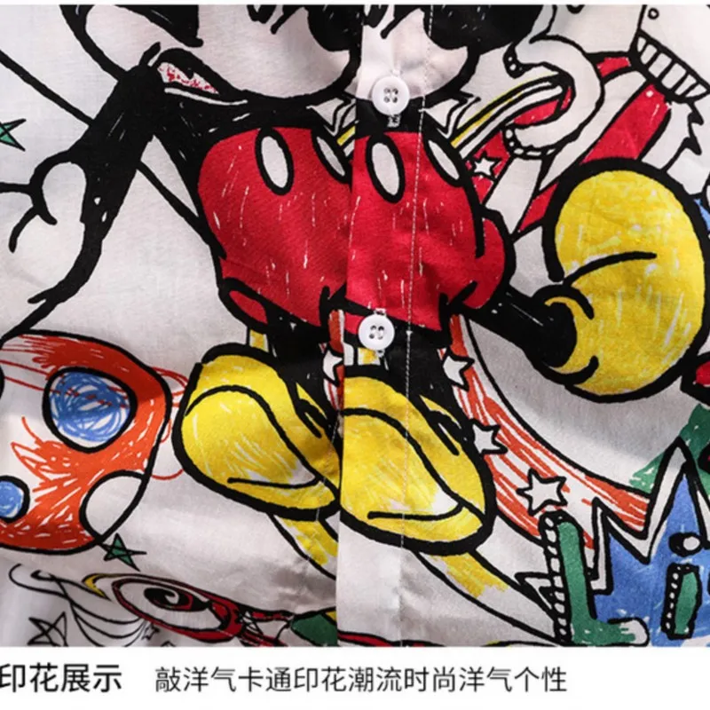 Summer Kids Mickey cartoon T-shirt Sets Clothes Boys Girls Fashion Graffiti Turn-Down Shirts And Pants Suits Sets for children