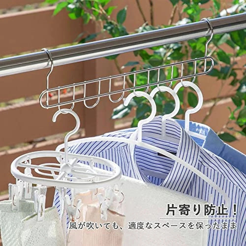 Shimomura Planning 15064 6 Hangers Can Be Dry Evenly Spaced Set of 2 [Made in Japan] Wind Resistant to Collective