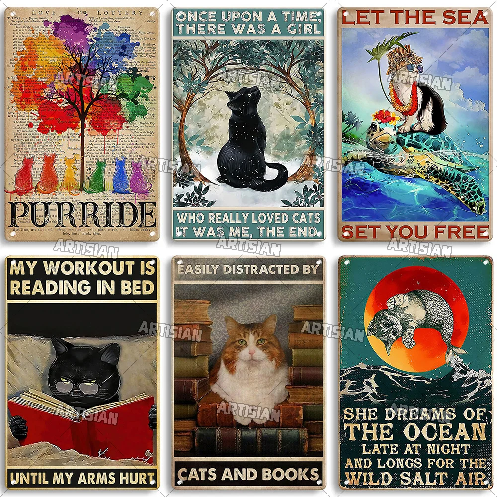 Artisian Animal Sign Black CAT Retro Metal Poster Funny Pet Vintage Decorative Tin Plate Garage Bar Pub Club Home Wall Decor — zdjęcie 5