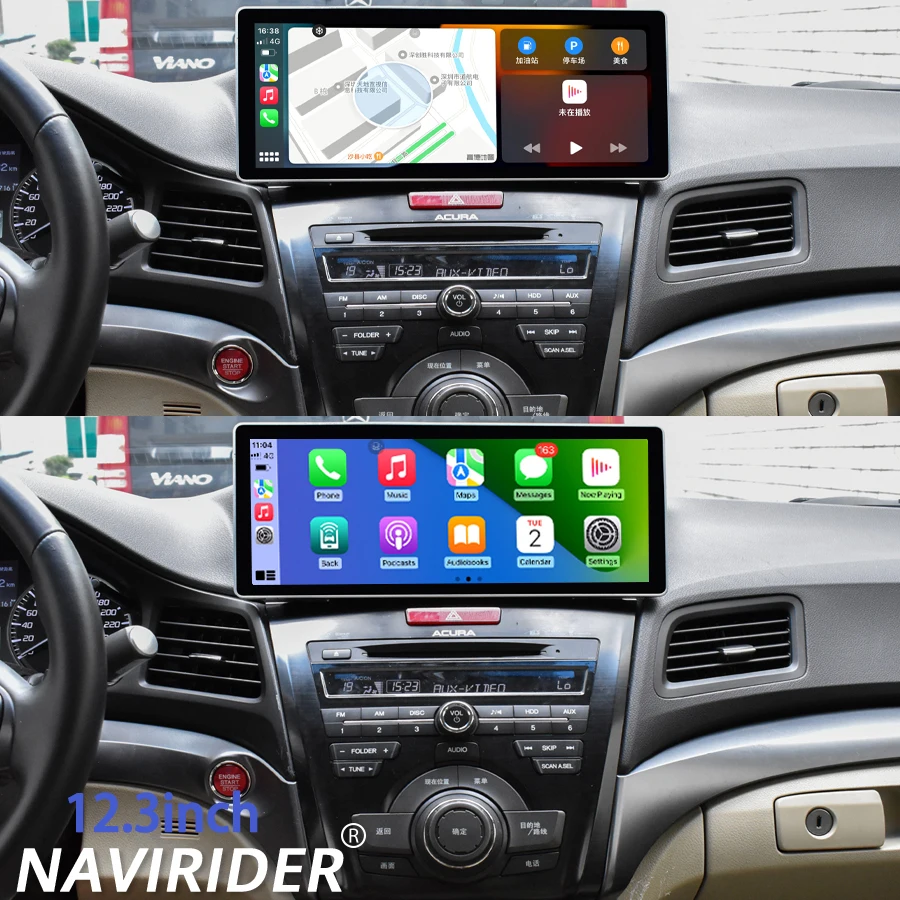 Radio de coche Android 15 pantalla Qled para Acura ILX 2013-2015 reproductor de vídeo Multimedia HU estéreo CarplayGPS Navi 12,3 pulgadas Bluetooth