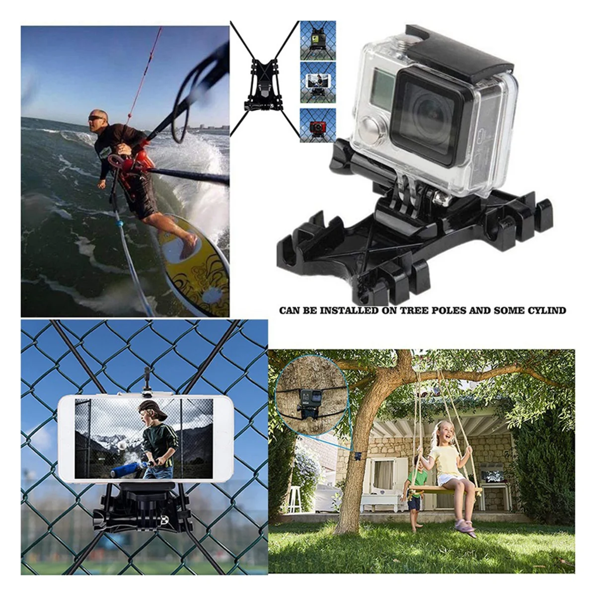 Net Chain Link Phones Fence Mount for Phone Universal Mobile Phone Holder Stand for GoPro Action Camera Tree Pole Mount