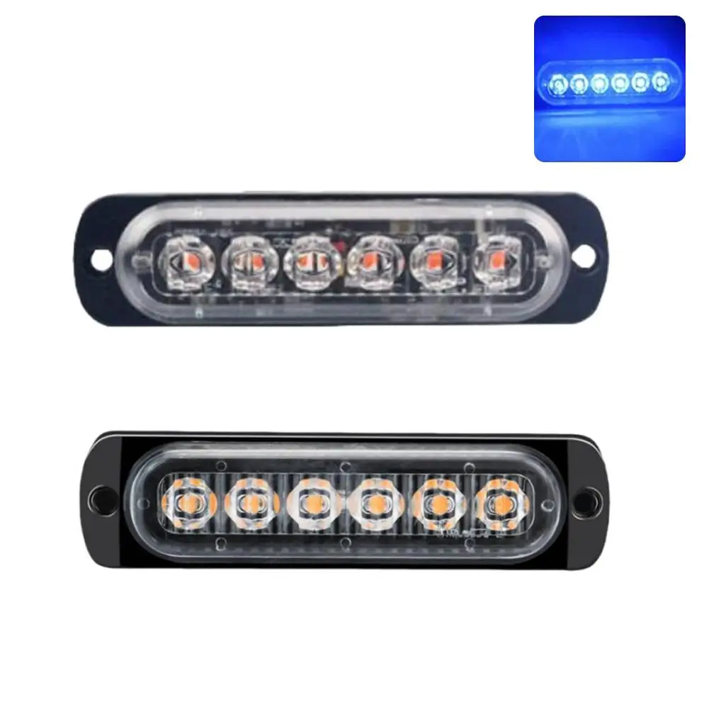 Carro LED Strobe Luz de advertência, Grill piscando, Emergência, Caminhão, Trailer, Beacon Lamp, Lado para 12V, 24V, 6LED, Fl W0A3, 1Pc