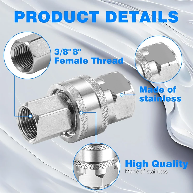 3/8-Zoll-Schnellverbindungsset für Hochdruckreiniger, Edelstahl-Adapteranschlüsse für Hochdruckreiniger, weiblich, 5000 PSI – Detail 5