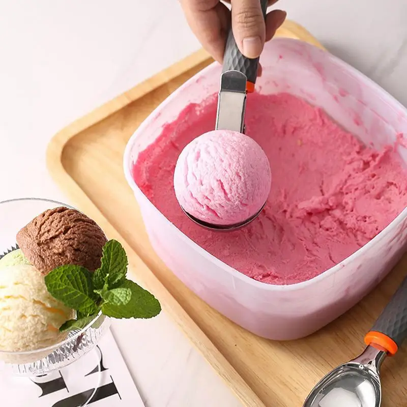 Ice Cream Scoop Stainless Steel Ice Cream Spoon Digger Watermelon Fruit Ball Cookie Spoon Icecream Scooper Home Kitchen Gadgets