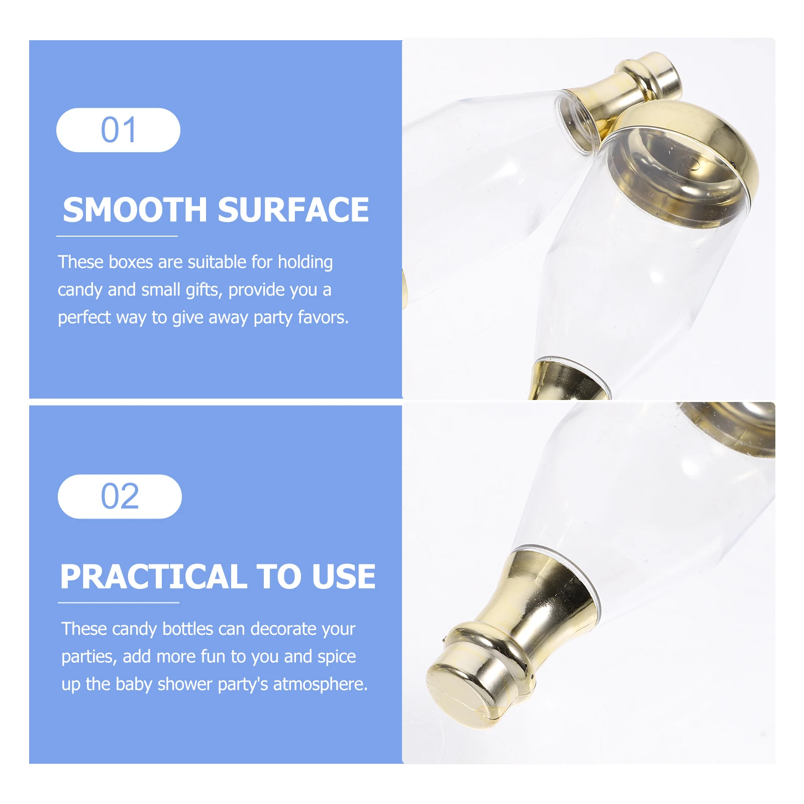 

12pcs Wedding Candy Box Plastic Bottle Shaped Party Favors for Wedding Birthday Baby Shower Festivals Sweet Treats