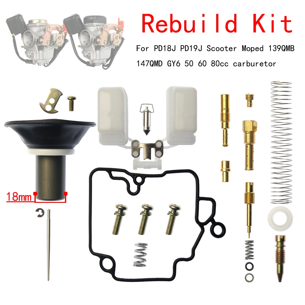 motorcycle Carburetor Rebuild Kit Diaphragm membrane (18mm) for Scooter Moped 139QMB 147QMD GY6 50 60 80cc PD18J PD19J Carb