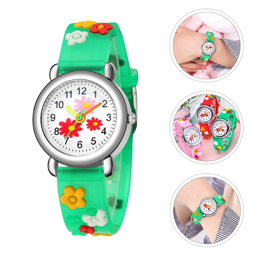 

1 шт. часы с цветочным узором, милые наручные часы с мультяшным принтом, легкие, прочные, подарок для студентов, часы-браслет