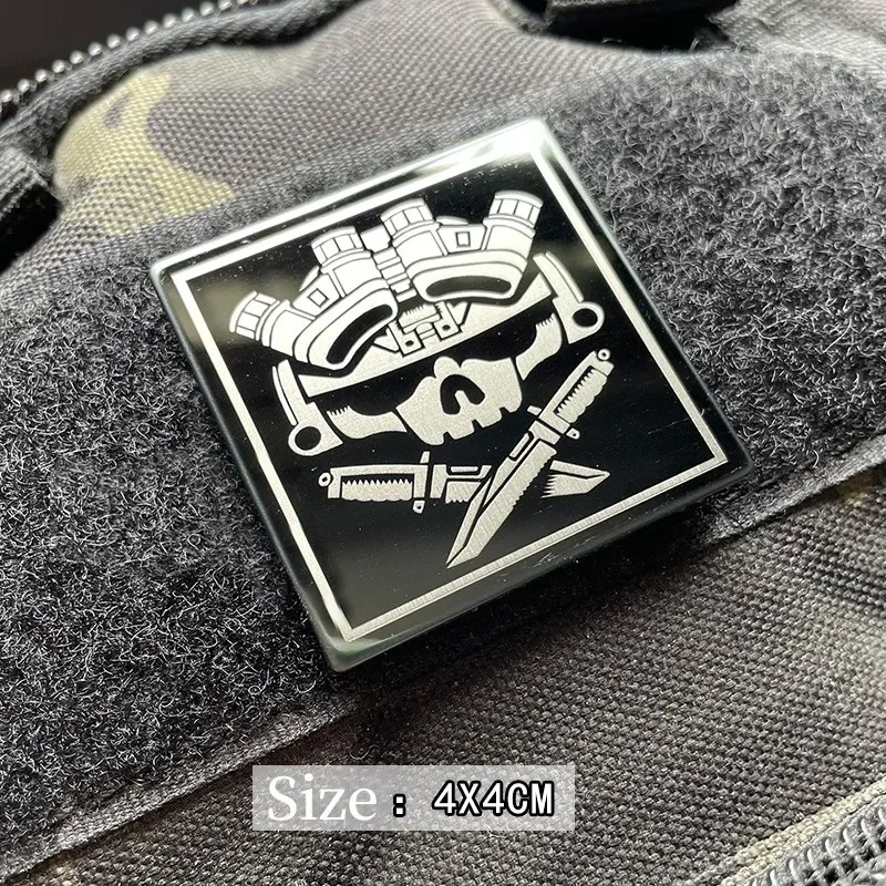 Hk416 Moreel Badge Schedel Tactische Afdichting Zelfverdediging Kracht Metalen Wapen Haak En Lus Patches Rugzak Diy Decoratieve Stickers