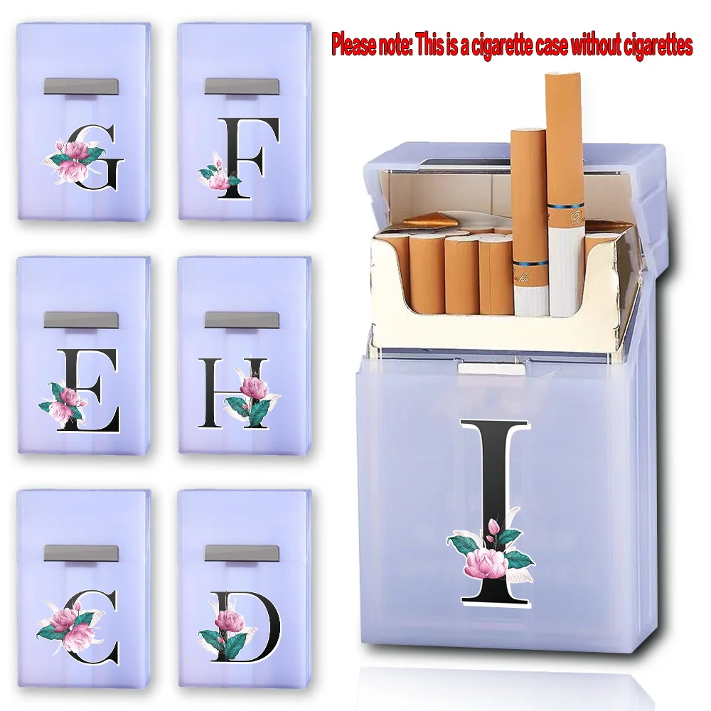 Plastic Cigarette Storage Case Waterproof Tobacco Organizer With Magnetic Buckle Cig Protective Cover Whitemarble Letter Pattern