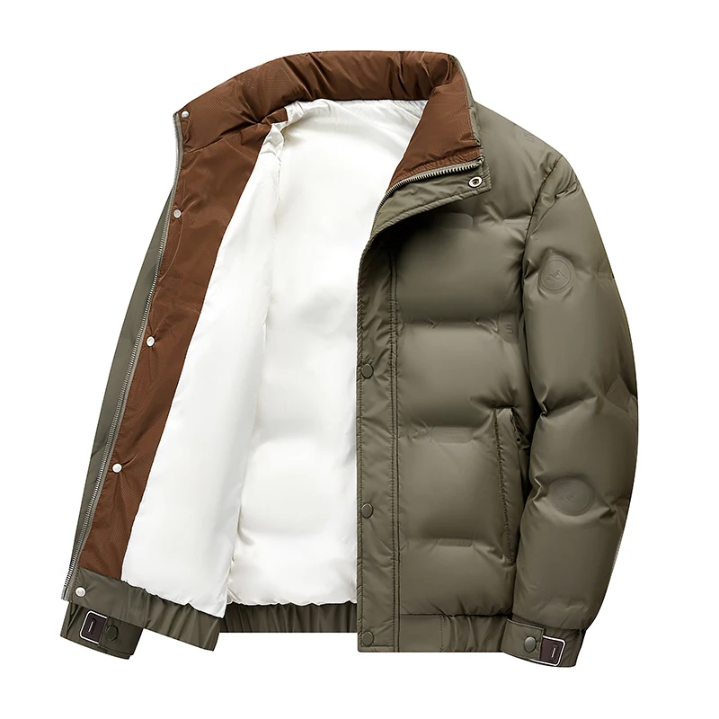 The 2025 winter new trendy men's casual stand-up collar cold-resistant, warm and windproof down jacket with white duck down