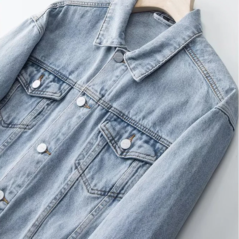 Men's Trend Clothing Spring Autumn New Loose Versatile Single Breasted Denim Jackets Light Blue Korean Casual Couple Coat