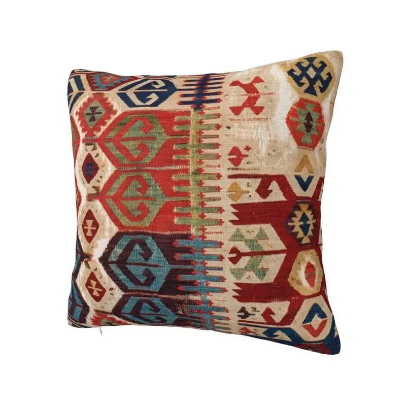 Aksaray Tribal Antique Turkish Kilim Print Cushion Cover Velvet Bohemian Ethnic Art Pillow for Sofa Car Pillowcase Home Decor