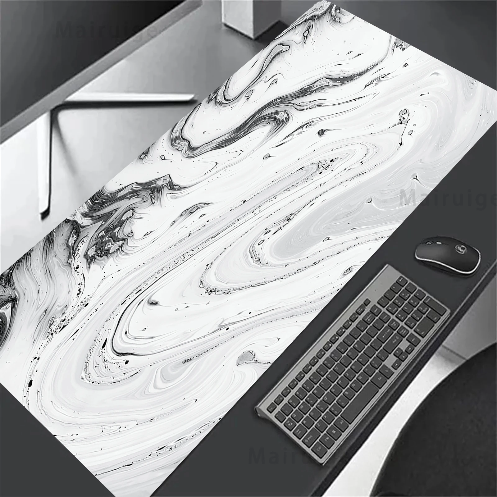 Mairuige Black Mouse Pad Marble Liquid Computer Desk Decoration Playmat Office Accessories Laptop Gamer Keyboard Mat Moisepad