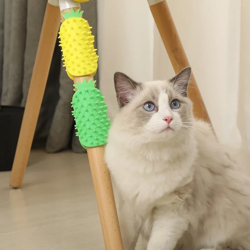 Pet Cat Hair Removal Massage Comb Cats Scratching Rubbing Brush Kitten Grooming Self Cleaning Table Corner Cat Scratcher Combs