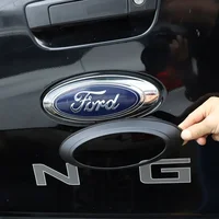 Insignia trasera de coche, anillo con logotipo, cubierta de marco, decoración embellecedora compatible con Ford Ranger 2015-2021 F150 2009-2014, fibra de carbono/negro brillante