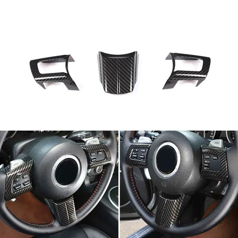 Car ABS Interior Accessories Steering Wheel Panel Cover Trim 3pcs Carbon Fiber Texture For Mazda MX-5 NC 2009 2010 2011-2014