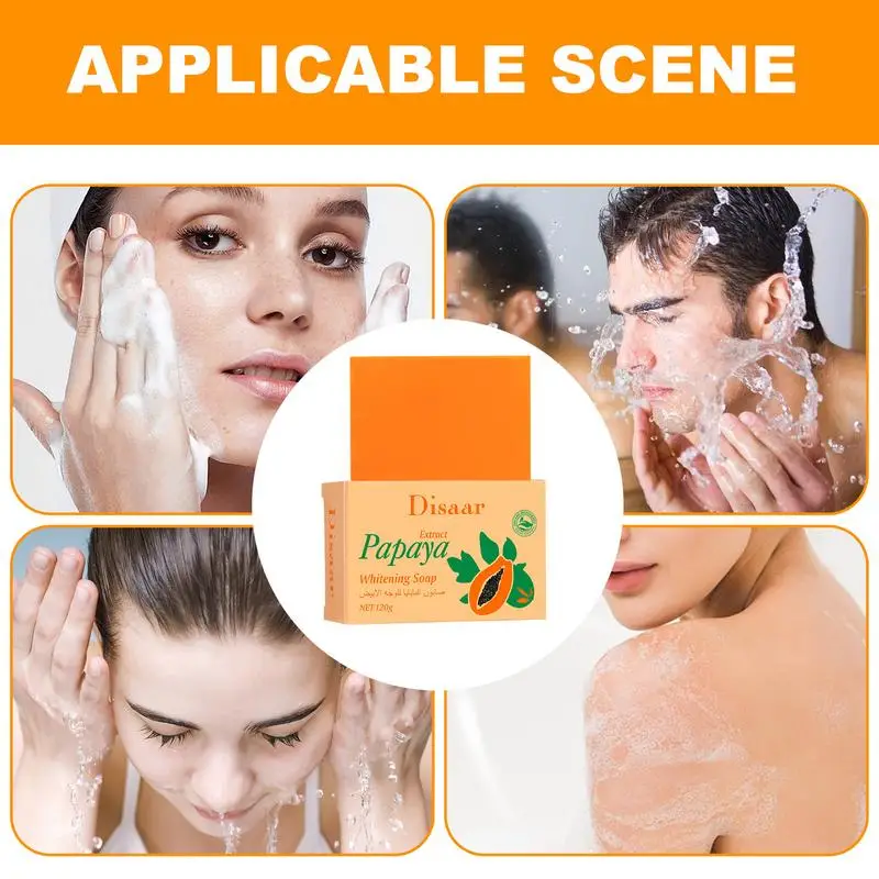 Papaya Skin Whitening Soap For Face & Body Deep Exfoliating Soap Bar Herbal Papaya Extract Anti Freckle Brightens Skin Tone