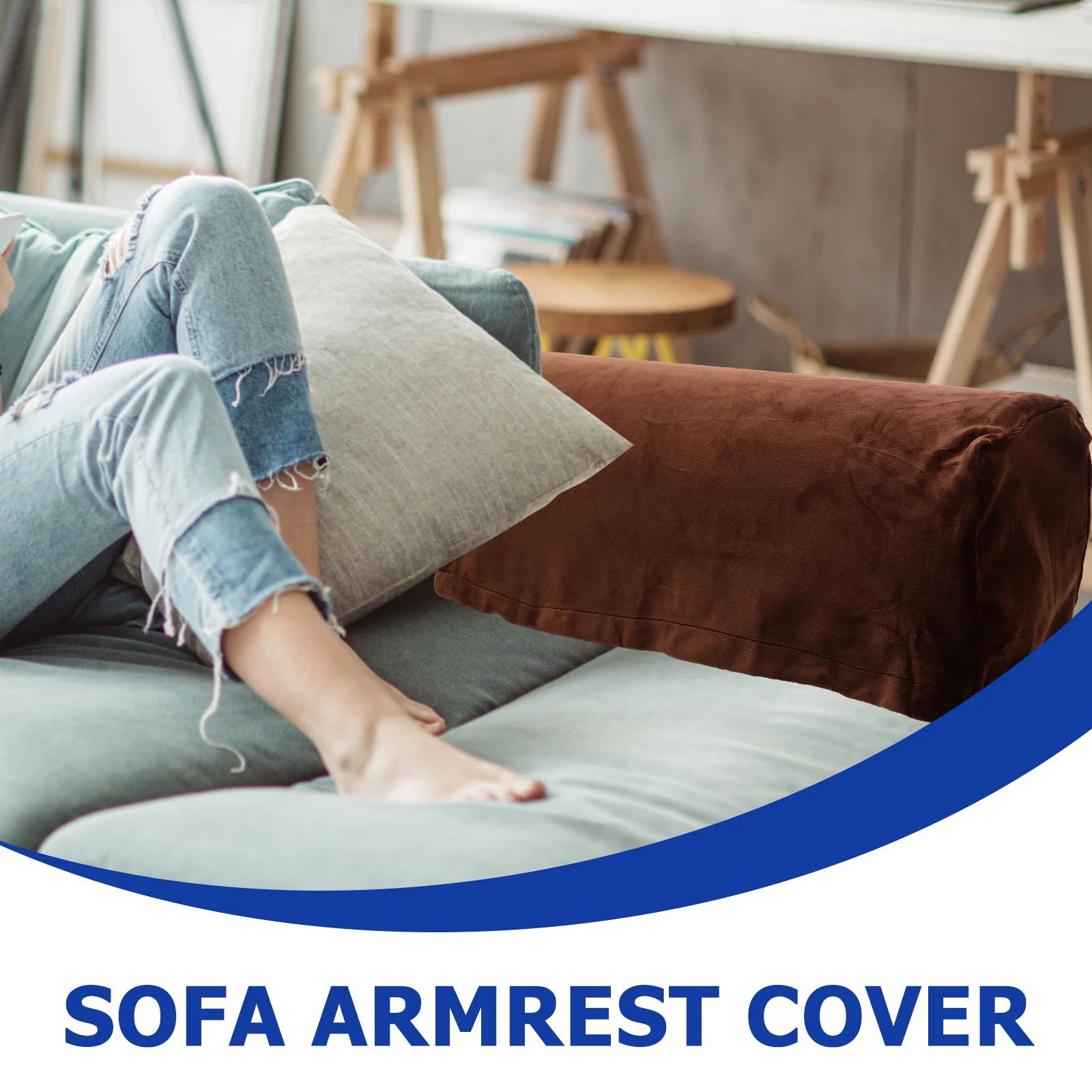 

2Pcs Sofa Armrest Covers Elastic Stretch Armchair Slipcovers Couch Arm Protectors Home Armrest Covers Non-Slip
