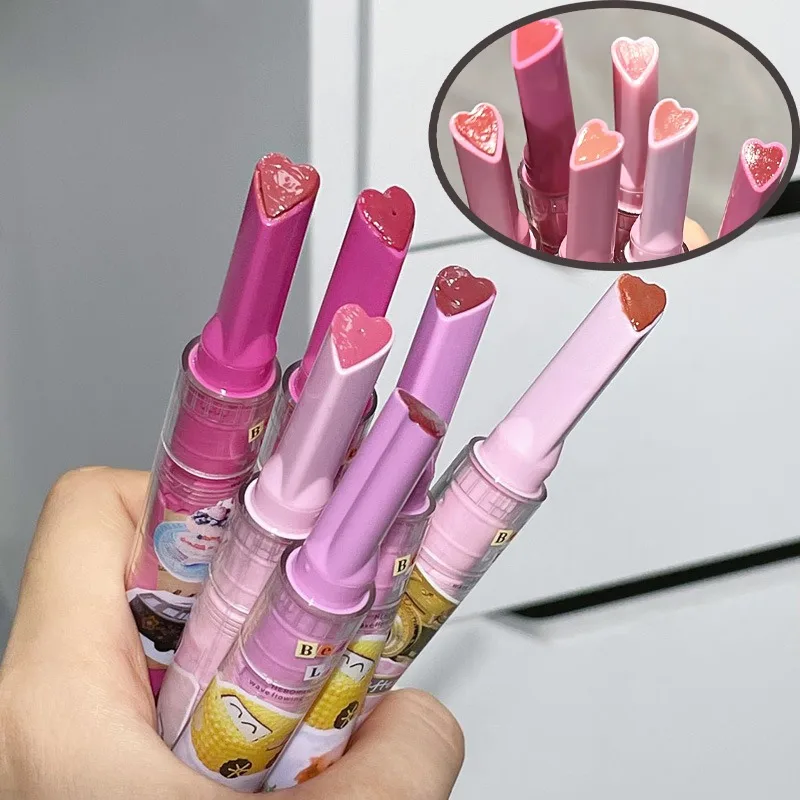 Mirror Glass Solid Lip Glaze Tint Flowers Water Light Heart Shape Lipstick Cute Rabbit Jelly Lip Gloss Korean Lip Tint Makeup