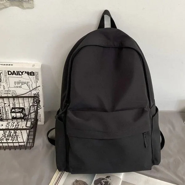 

Women Backpack School Solid Waterproof Nylon Black Kawaii Teenager Girls Travel Zipper Laptop Bag Female Bookbags Mochila Bolsas