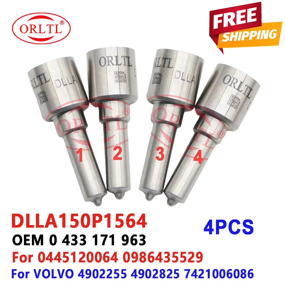

4PCS DLLA150P1564 Diesel Injector Nozzle DLLA 150 P 1564 Sprayer 0433171963 for CUMMINS 4902255 4902825 0445120064 0986435529