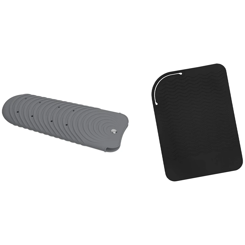 

Black Silicone Heat Resistant Travel Mat & Gray Hair Straightener Pouch,Heat Resistant Mat Holder