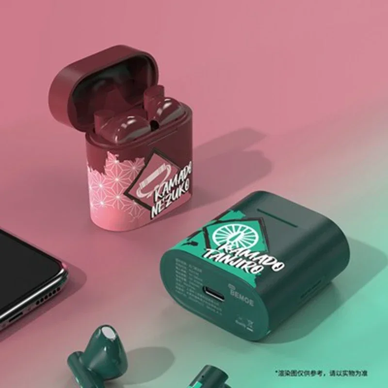 Demon Slayer Tanjirou Nezuko Theme Bluetooth Headset Japan Anime Official Peripheral Cosplay Prop Gift Halloween 2024 New M17