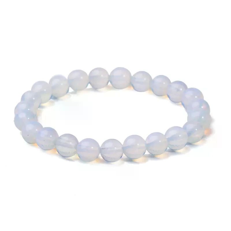 1Pcs Fashion 8mm Round Crystal Natural Stone Stretched Beaded Bracelet for Women