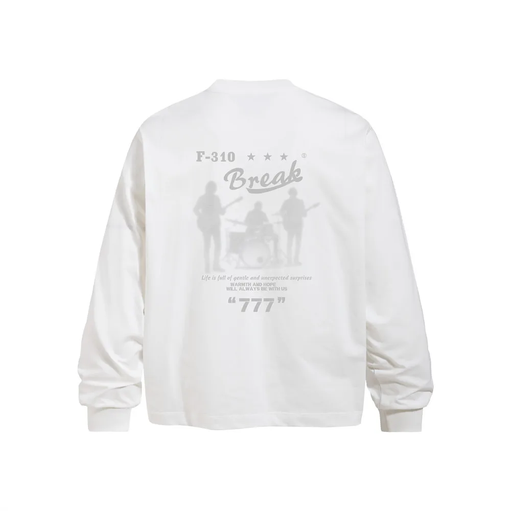 MWJLPWQ Rapper Silhouette Print Long-Sleeve T-Shirt Male Loose Casual Round-Neck Top For Men Spring Autumn Ins Street 21036