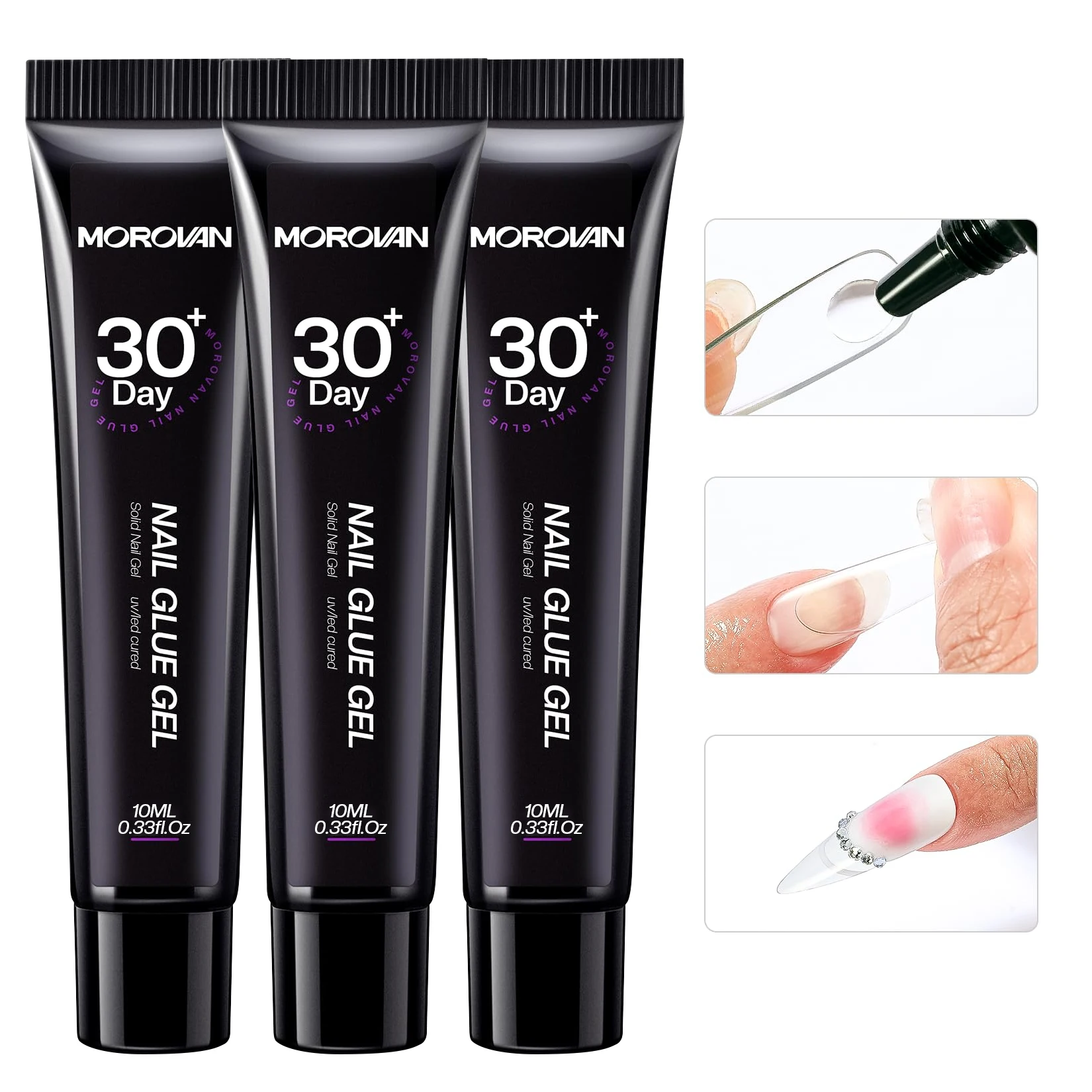 

Morovan Solid Gel Nail Glue: 10ML Solid Nail Glue Gel for Press Ons Clear Gel Strong Nail Glue for Acrylic Nails Tip U V Nail Ex