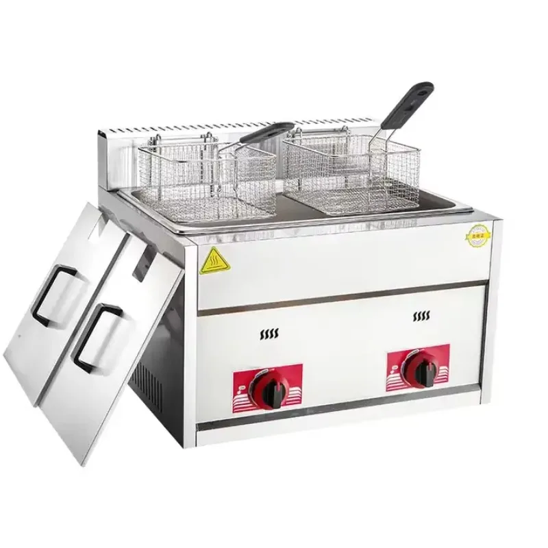 Friteuse à gaz Double cylindre 10L + 10L, Pot de poulet frit Commercial, maison, friteuse de fête