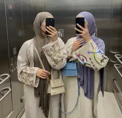 Lino chiuso Abaya con ricamo floreale Abaya musulmano per le donne Dubai Luxury Turkish Hijab Dress Ramadan Islam abbigliamento caftano