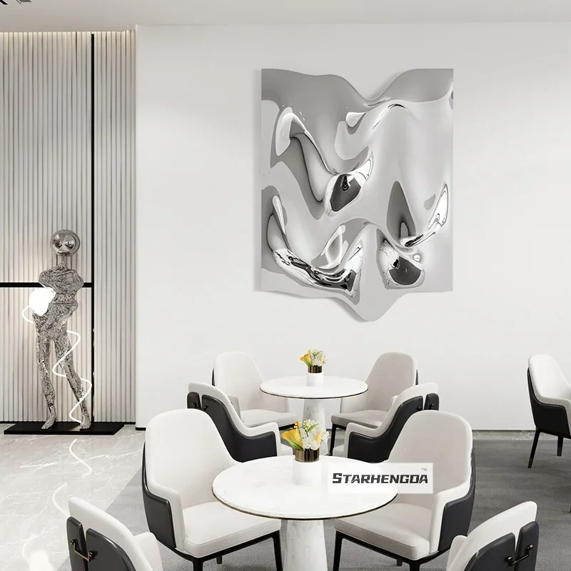 New Modern Stainless Steel Light Luxury  Living Room Sofa Background Wall Pendant High-End Wall Decoration
