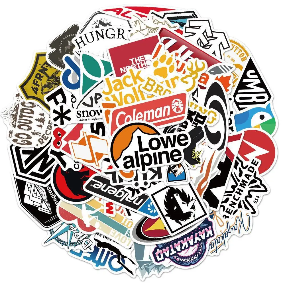 Outdoor Stickers ,50 Pcs/Set Camping Brand DecalsVinyl Logo Pegatinas Waterproof for Car Storage Box Laptop Decorate
