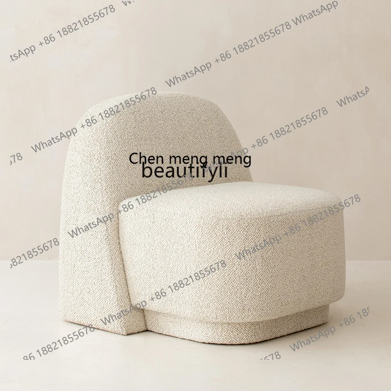 Nordic Simple Cream Style Single-Seat Sofa Chair Light Luxury and Simplicity Fabric Quiet Living Room Leisure