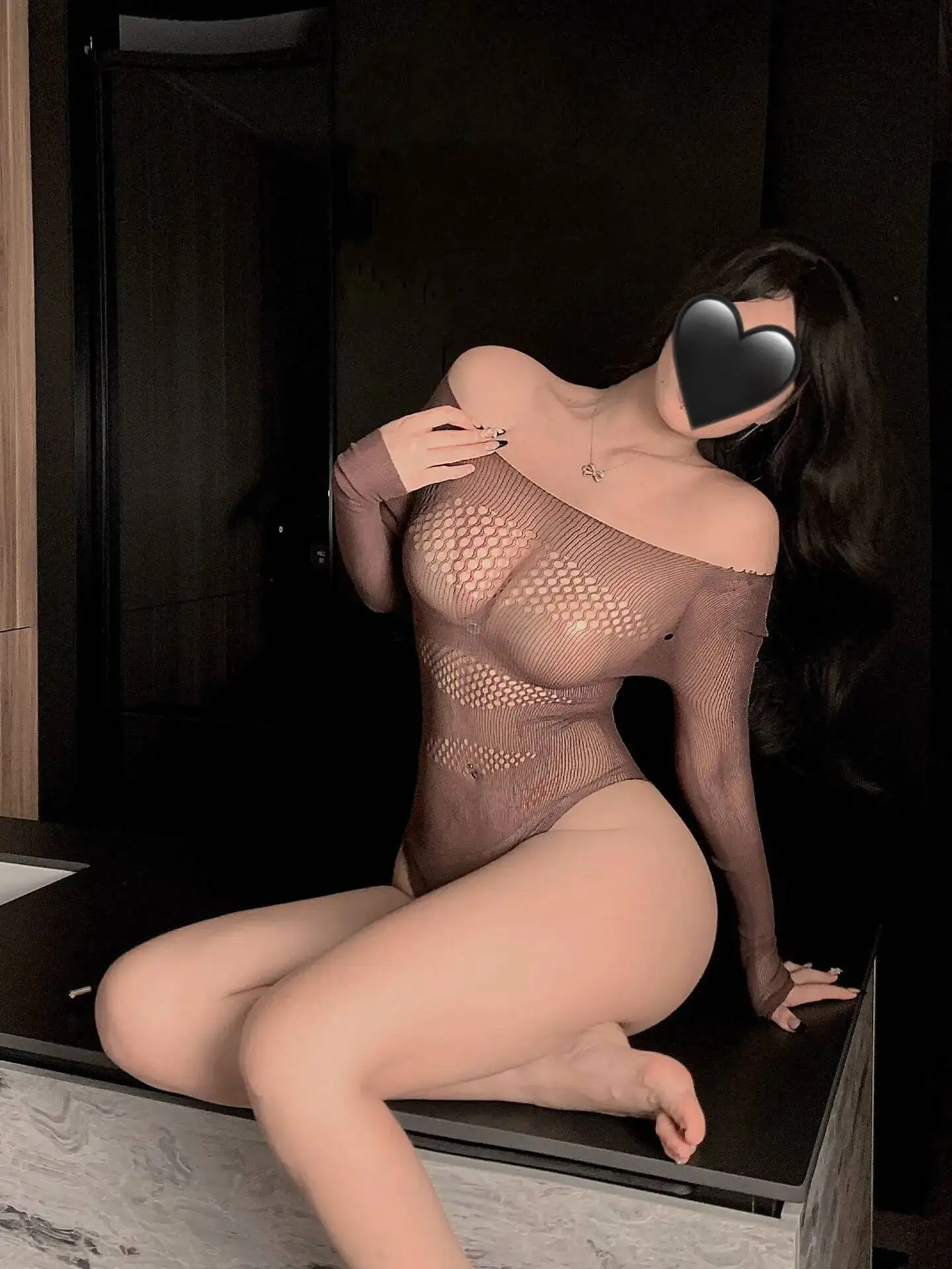 Sexy oco para fora malha bodysuits puro desejo estilo peito glamour uniforme bodysuits fora do ombro transparente manga comprida 4grq