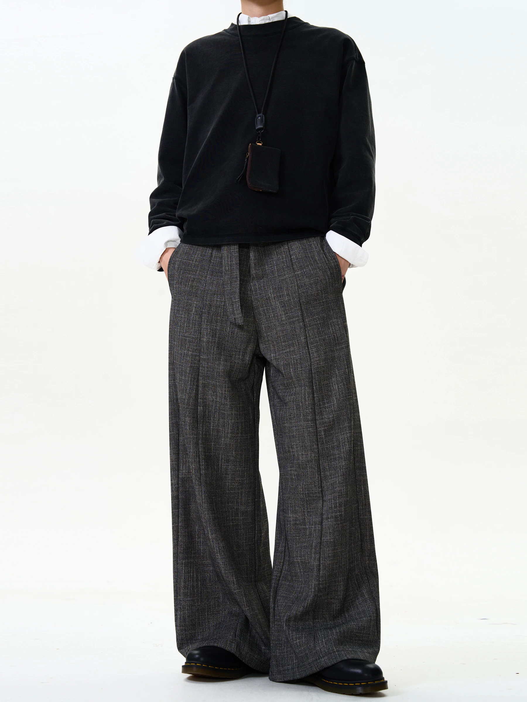 

Брюки MADWITCH в стиле ретро, повседневные, свободного кроя, прямые, унисекс, с текстурой, премиум-класса, длинные