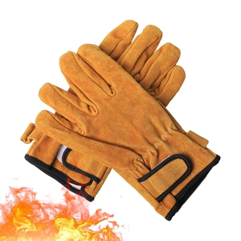 Heat Resistant Grill Gloves Fireproof Durable Cowhid Forge Safety Work Gloves for Men Women Welding Gardening Oven BBQ Gloves