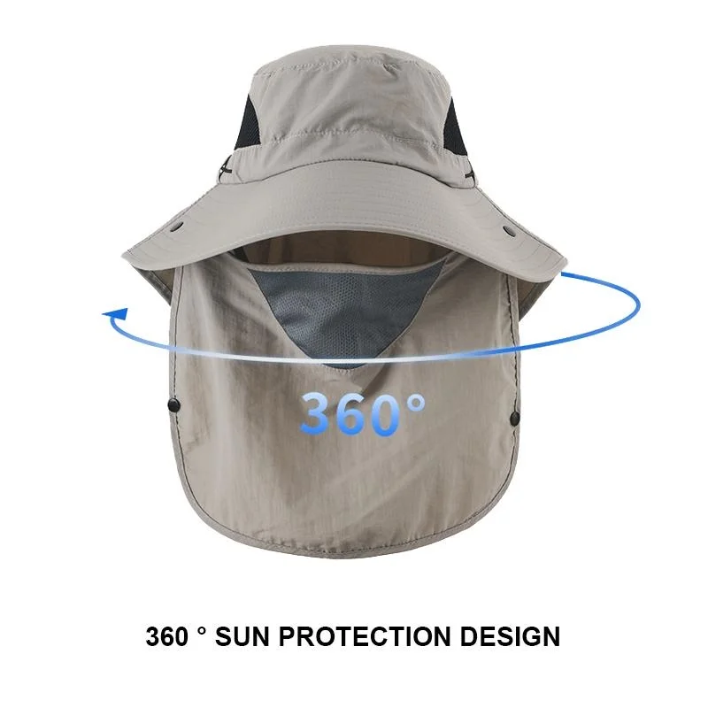 Summer UV Protection Wide Brim Hat Men Travel Beach Sun Cap Women Climbing Fishing Hiking Cap