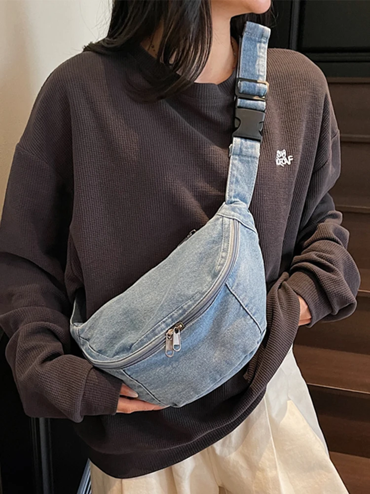 

Большая джинсовая сумка через плечо Capaci для женщин, повседневная летняя сумка на одно плечо, пригородная сумка с клецками в виде ape